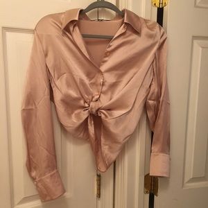 Pink silk blouse S
